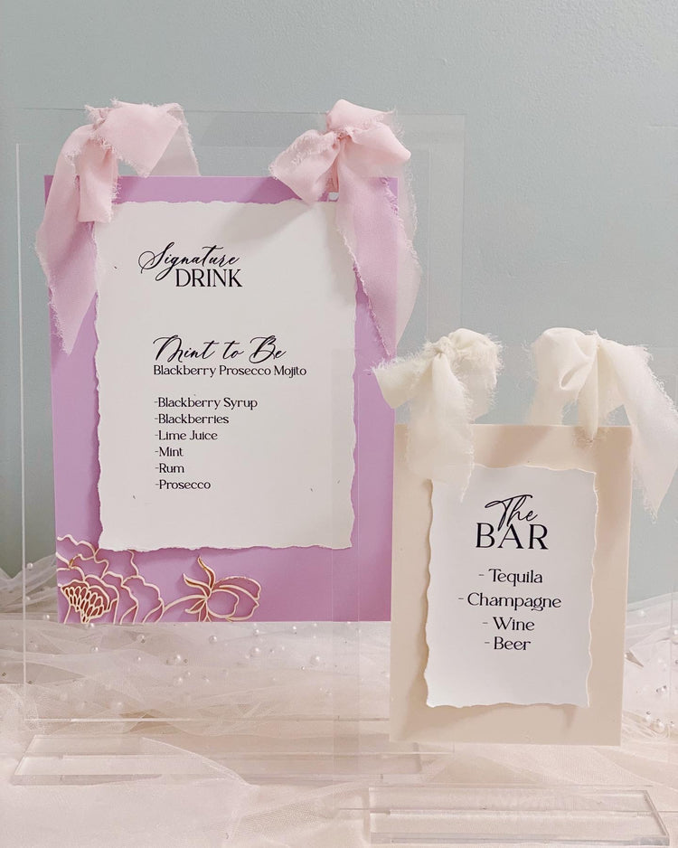 Bows and Flowers - Hanging Bar Menu