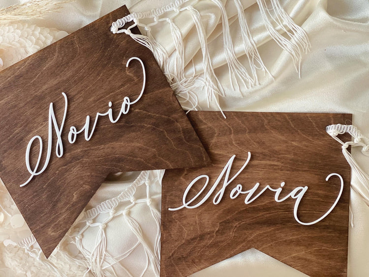 Novio and Novia Wedding Chair Banner